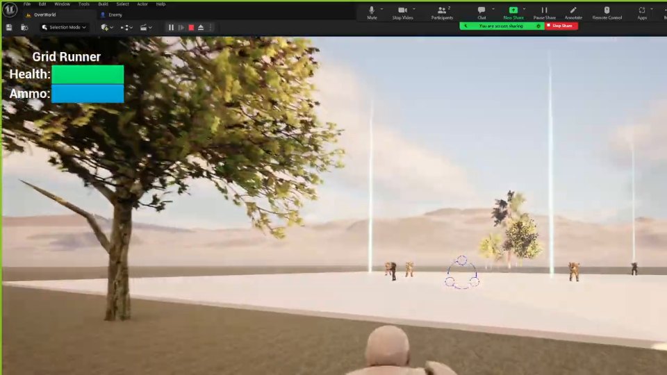 Third-person gameplay scene from the Grid Runner Unreal Engine prototype